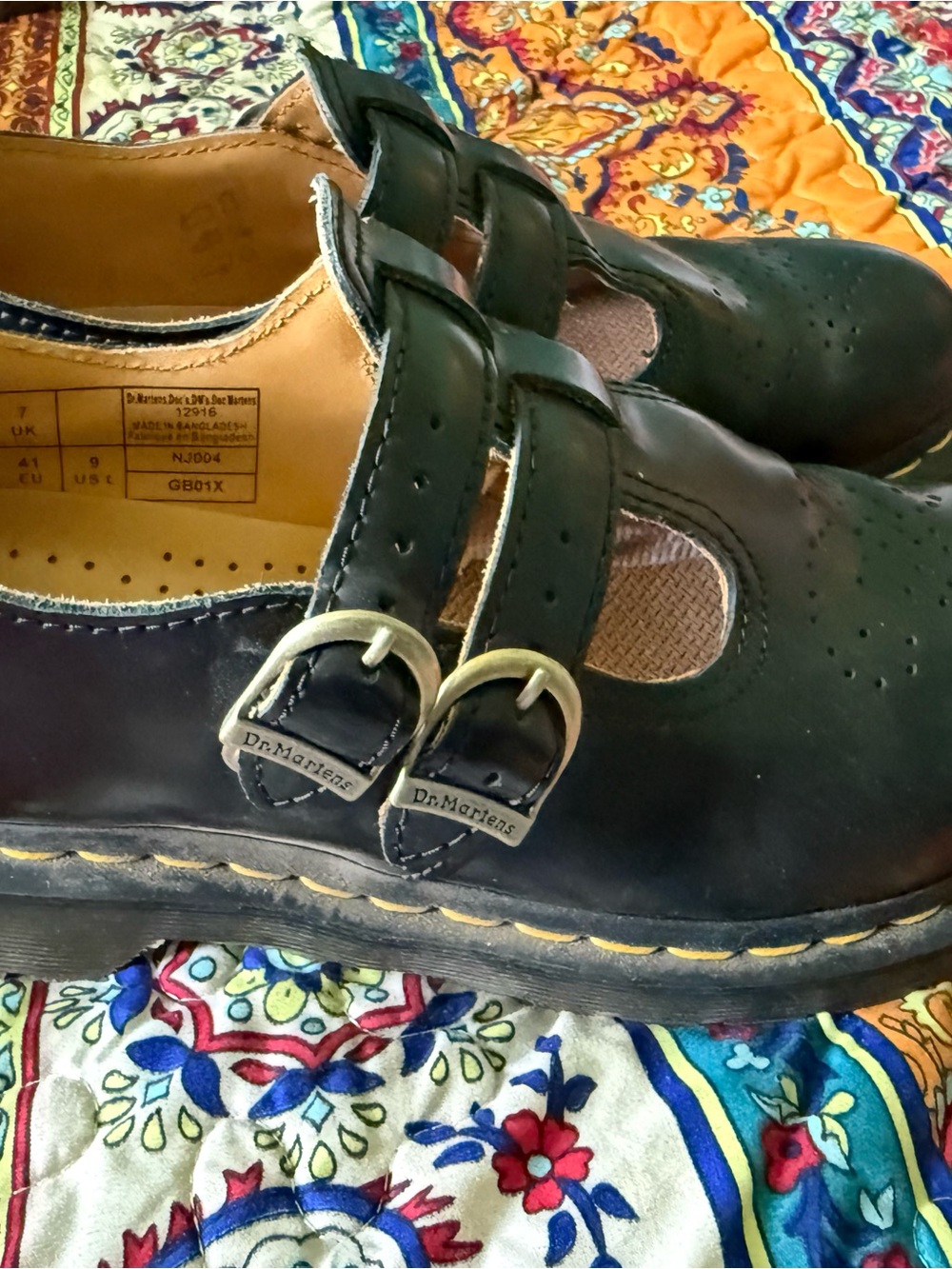 Dr. Martens Ladies Black Leather Double-Strap Mary Janes - Picture 2 of 6
